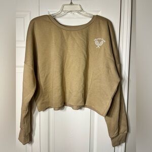 Nordstrom Abound Grand Slam Crop Sweatshirt Pullover Beige Crew Women's 2X